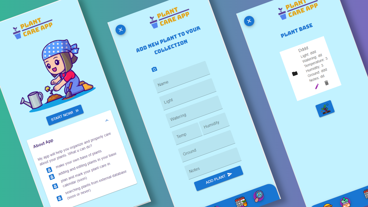 An illustrative print screen of the application with the home page.